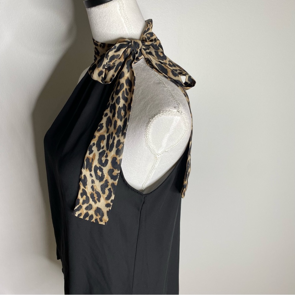 WHBM black top with animal print halter size small - Picture 5 of 8